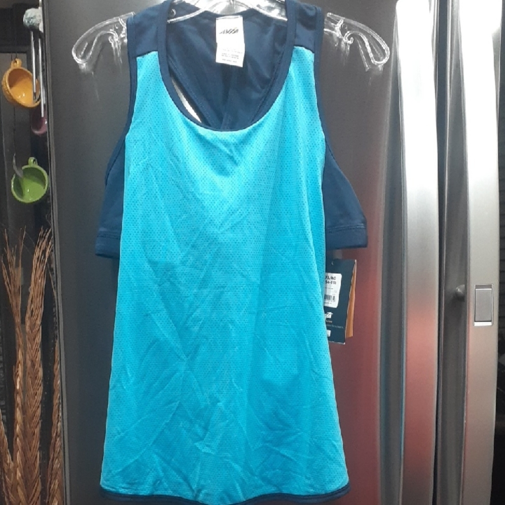 Avia Navy And Teal Blue Activewear Girls Tank Top.